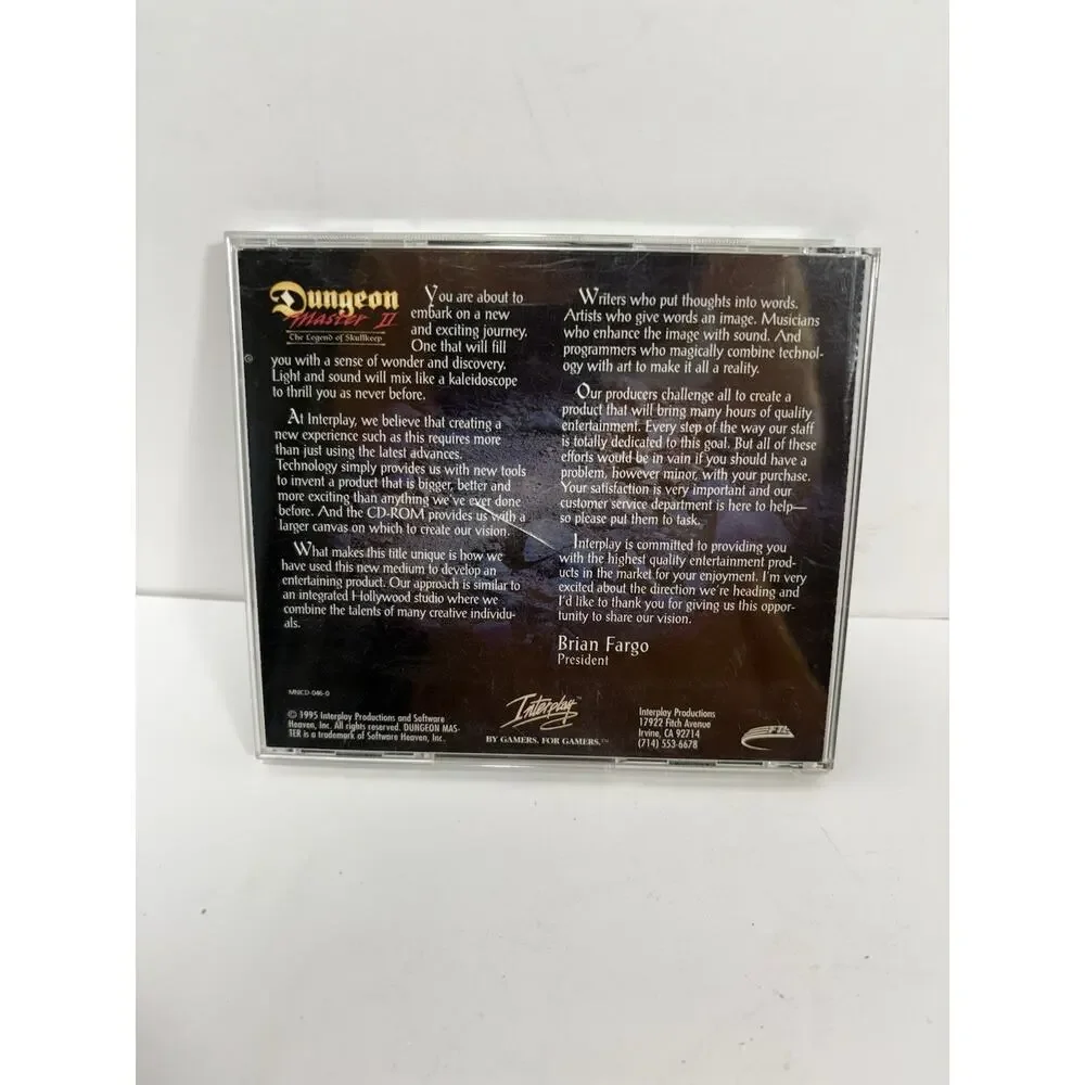 Dungeon Master II 2 The Legend of‎ Skullkeep PC CD ROM 1995 Interplay